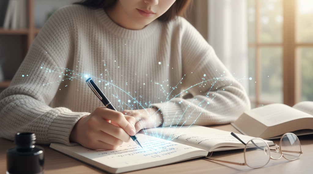 Person writing notes by hand, illustrating the cognitive benefits of handwriting for memory retention